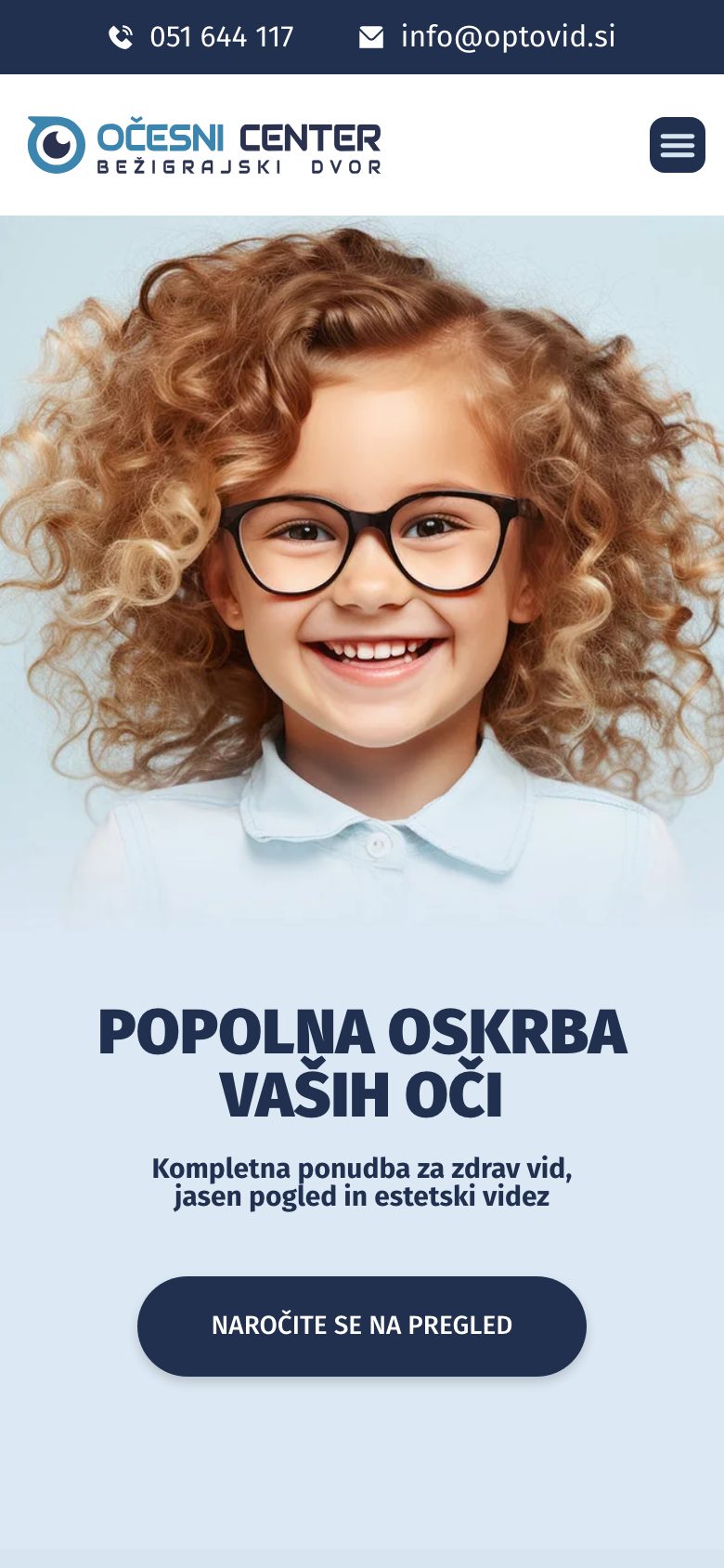 Posnetek zaslona: Očesni center Bežigrajski dvor, Telefon